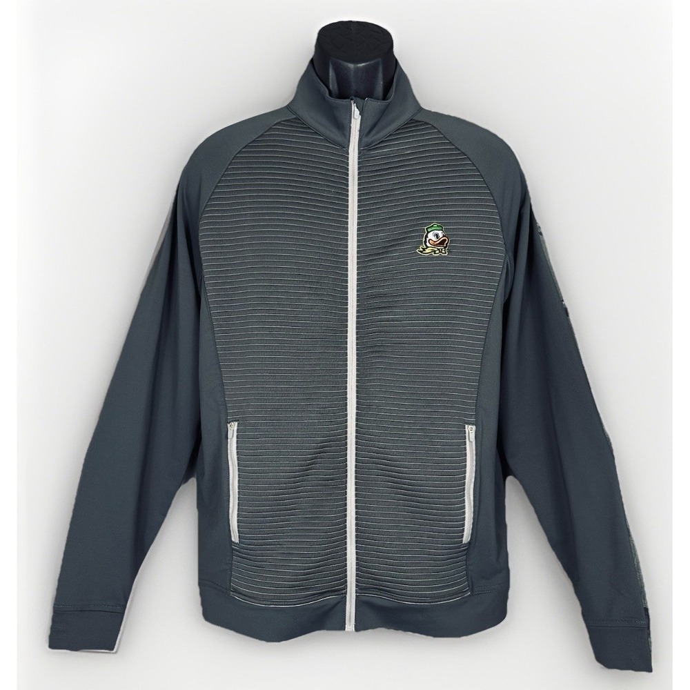 Peter Millar Oregon Ducks UofO Full Zip Medium Gray Perth Performance Jacket